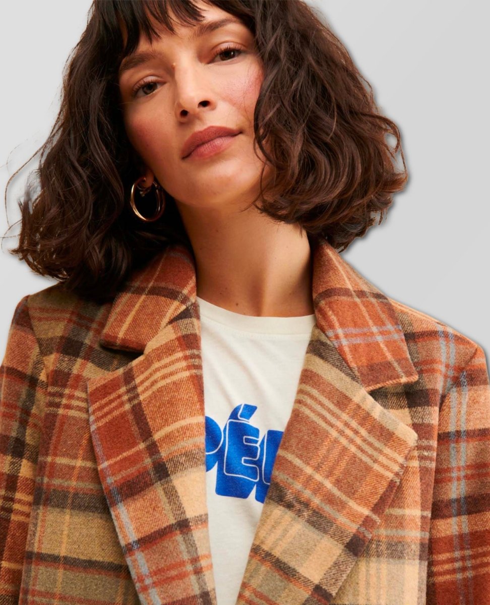 Mari Plaid Blazer Winter Wheat - miamidrugpossession