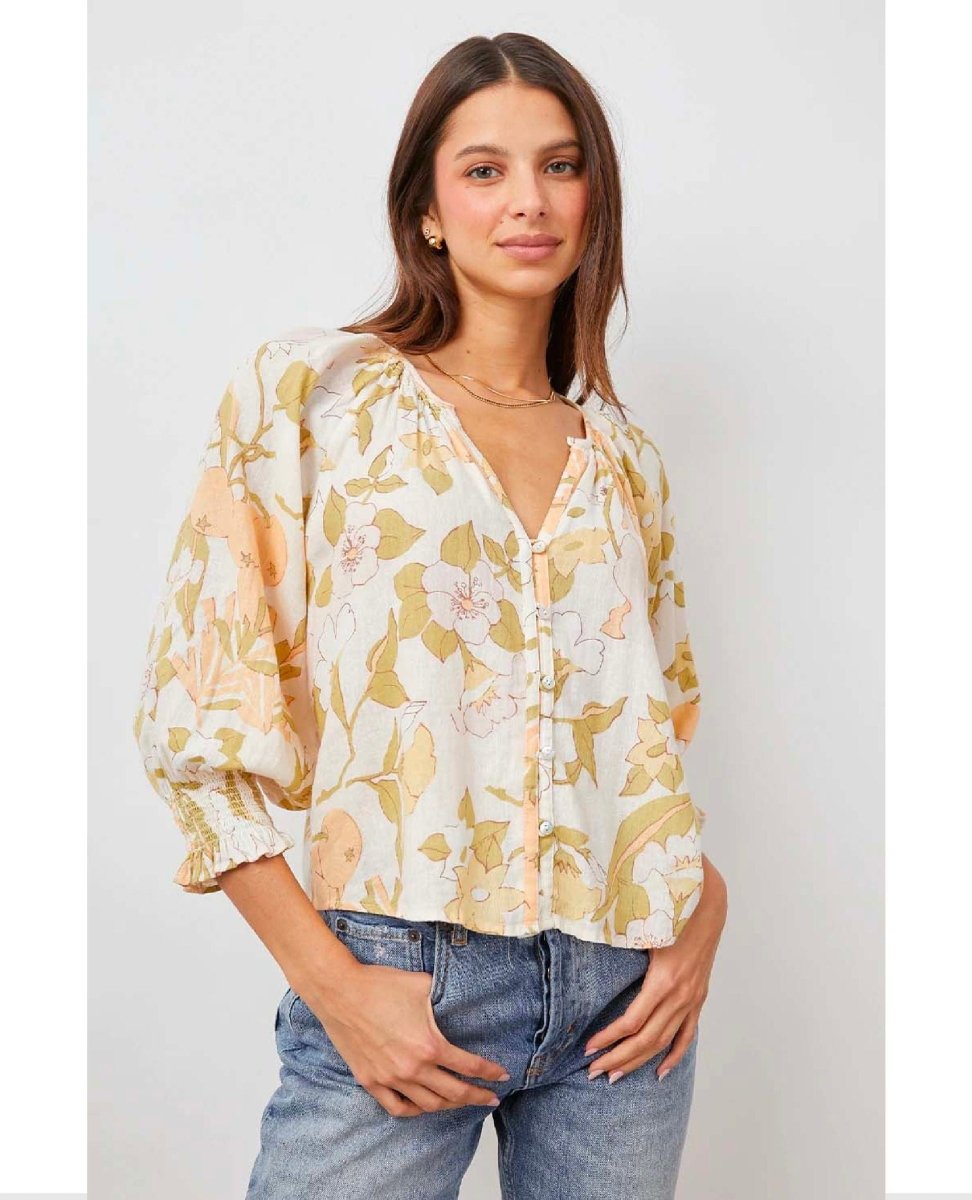 Mariah Floral Citrus Floral 3/4 Sleeve - miamidrugpossession