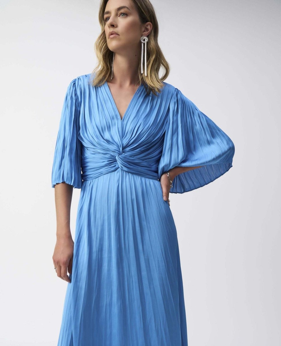 Maxi A - line V - neck Dress Coastal Blue - PINK ARROWS