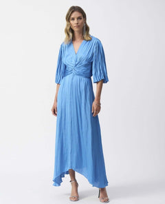 Maxi A - line V - neck Dress Coastal Blue - PINK ARROWS