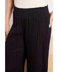 Medina Smocked Waist Cropped Pant Black - PINK ARROWS