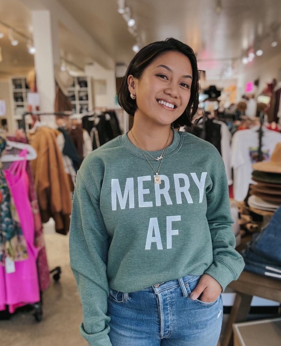 Merry AF Green Sweatshirt - miamidrugpossession