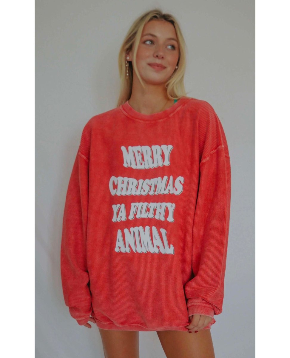 Merry Christmas Ya Filthy Animal Sweatshirt - miamidrugpossession