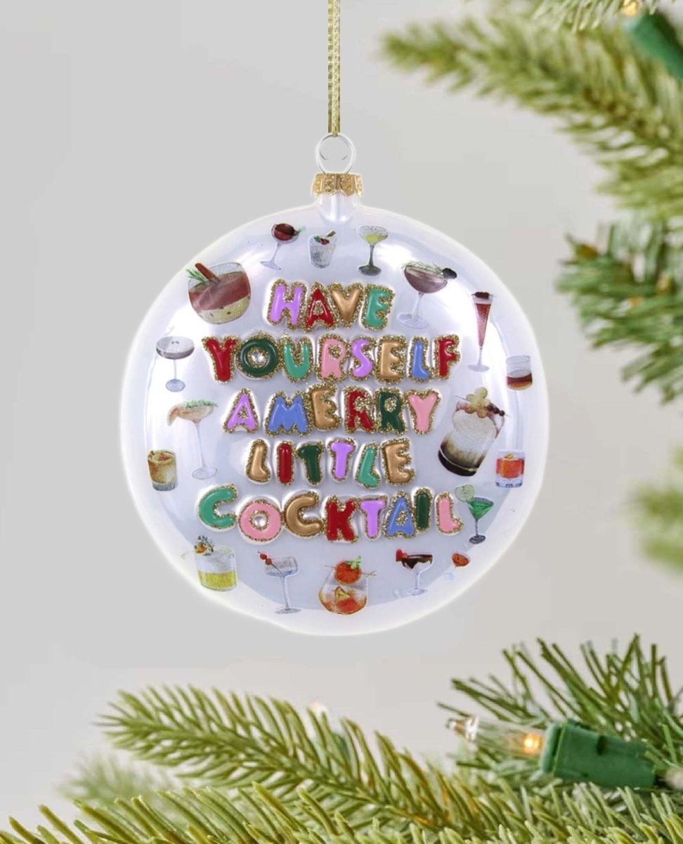 Merry Little Cocktail Round Ornament - PINK ARROWS