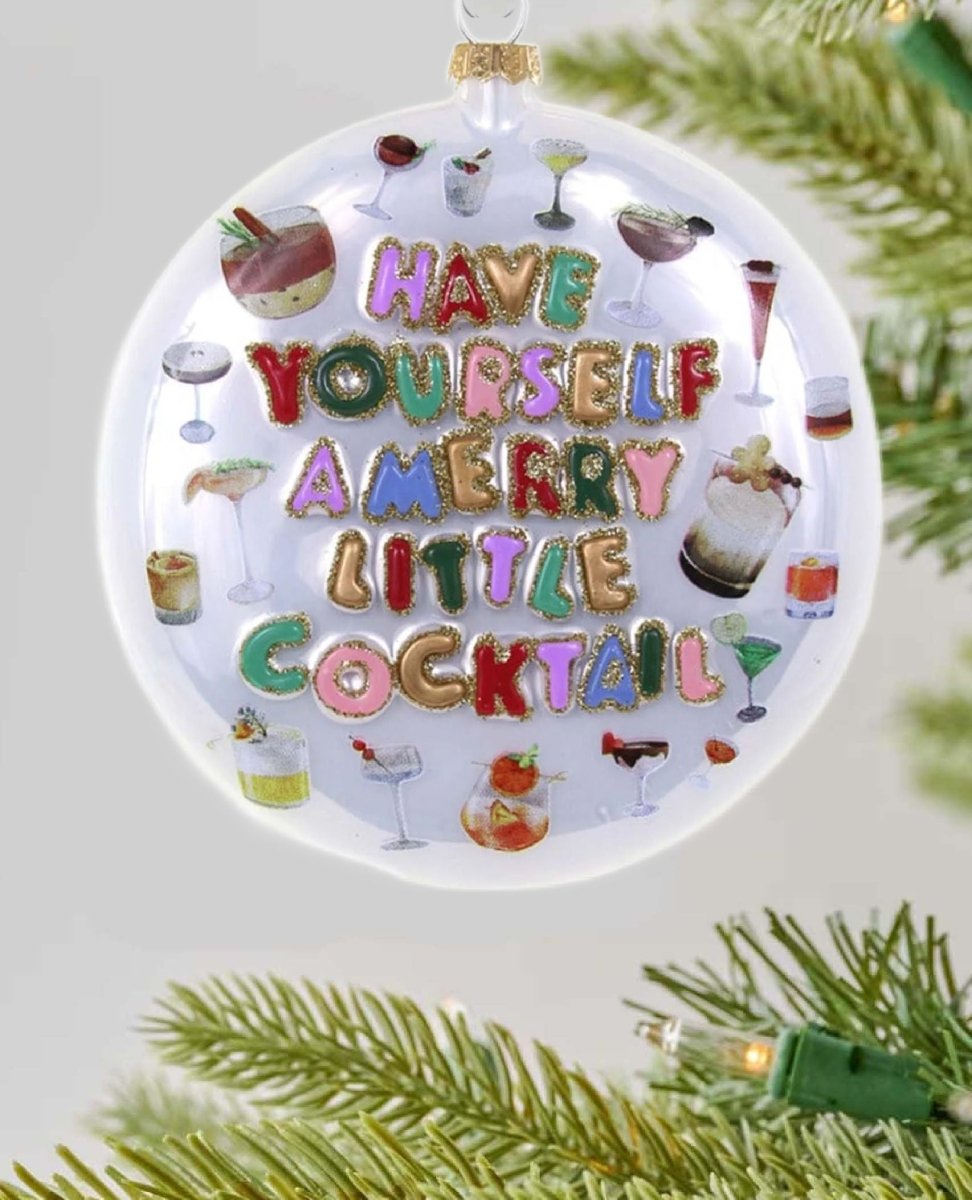 Merry Little Cocktail Round Ornament - PINK ARROWS