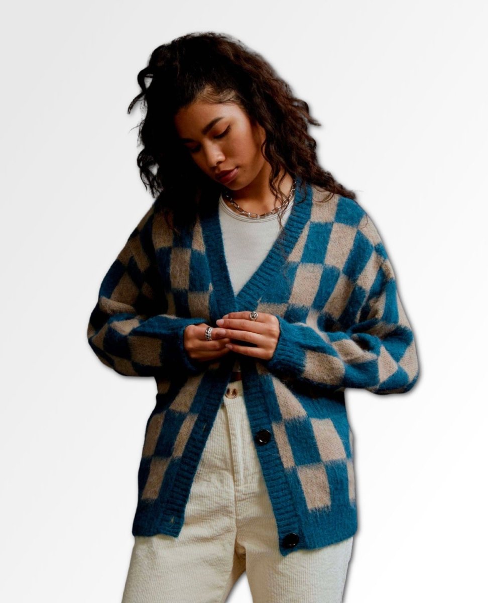 Midnight Tide Plaid Oversized Cardigan - clearpathherbicide