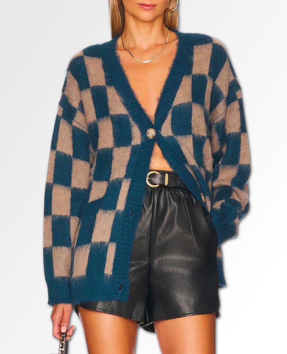 Midnight Tide Plaid Oversized Cardigan - clearpathherbicide