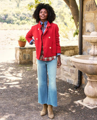 Mini Belfast Crop Peacoat Crimson Fleece - PINK ARROWS