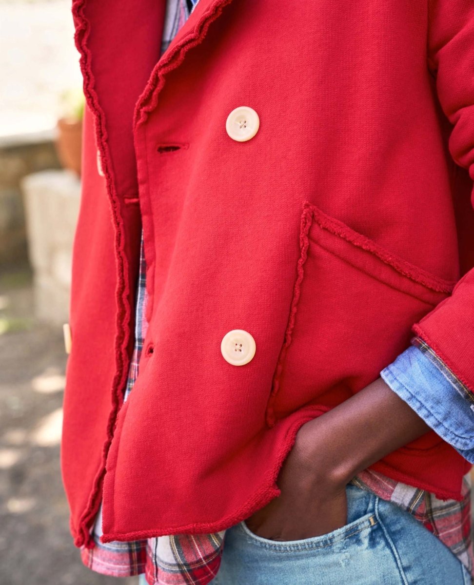 Mini Belfast Crop Peacoat Crimson Fleece - miamidrugpossession