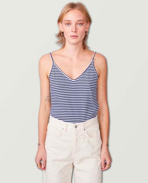 Mini Navy Stripe V - Neck Cami - miamidrugpossession