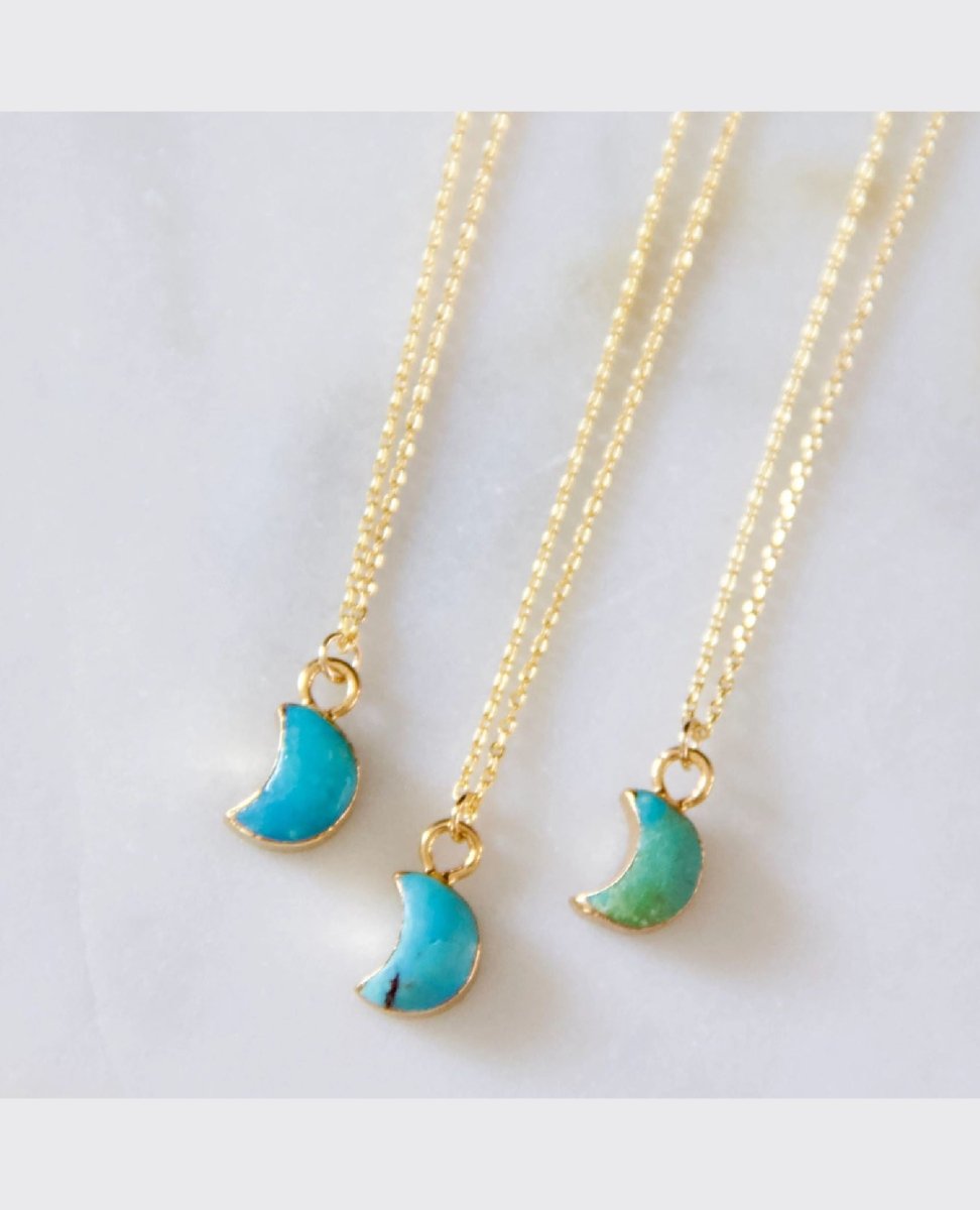 Mini Turquoise Moon Necklace - PINK ARROWS