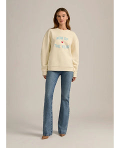 Mom Of The Year Sweatshirt Gardenia/Baby Blue - PINK ARROWS