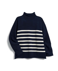 Monterey Cotton Sweater Navy Stripe - PINK ARROWS