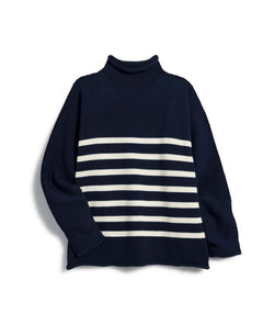 Monterey Cotton Sweater Navy Stripe - PINK ARROWS