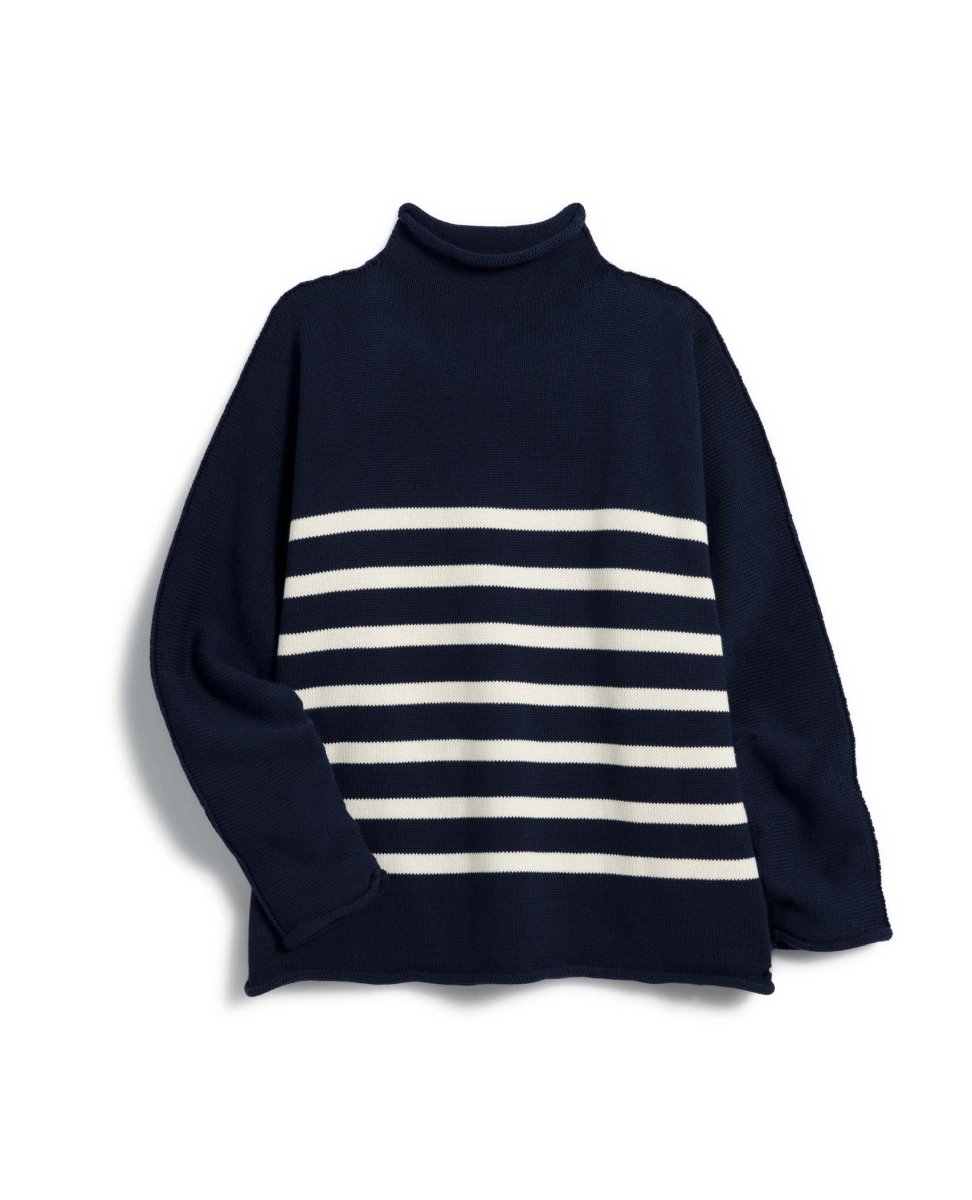 Monterey Cotton Sweater Navy Stripe - clearpathherbicide