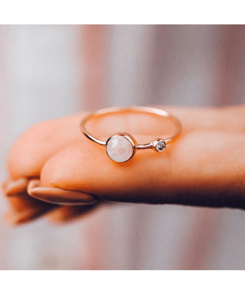 Moonstone Double Stone Ring Rose Gold - clearpathherbicide