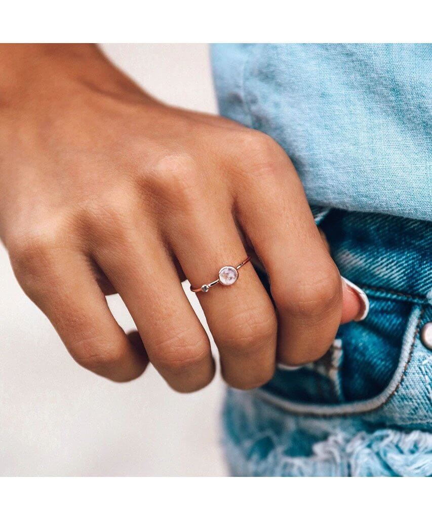 Moonstone Double Stone Ring Rose Gold - miamidrugpossession