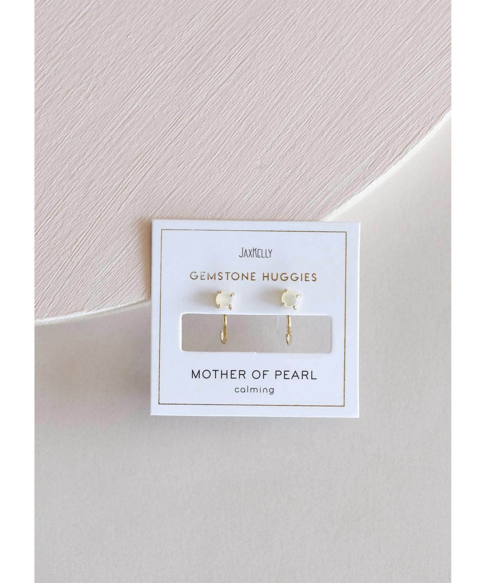 Mother of Pearl Calming Huggies Gold Earrings - miamidrugpossession