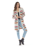 Multi - stripe LS Open Front Duster - miamidrugpossession