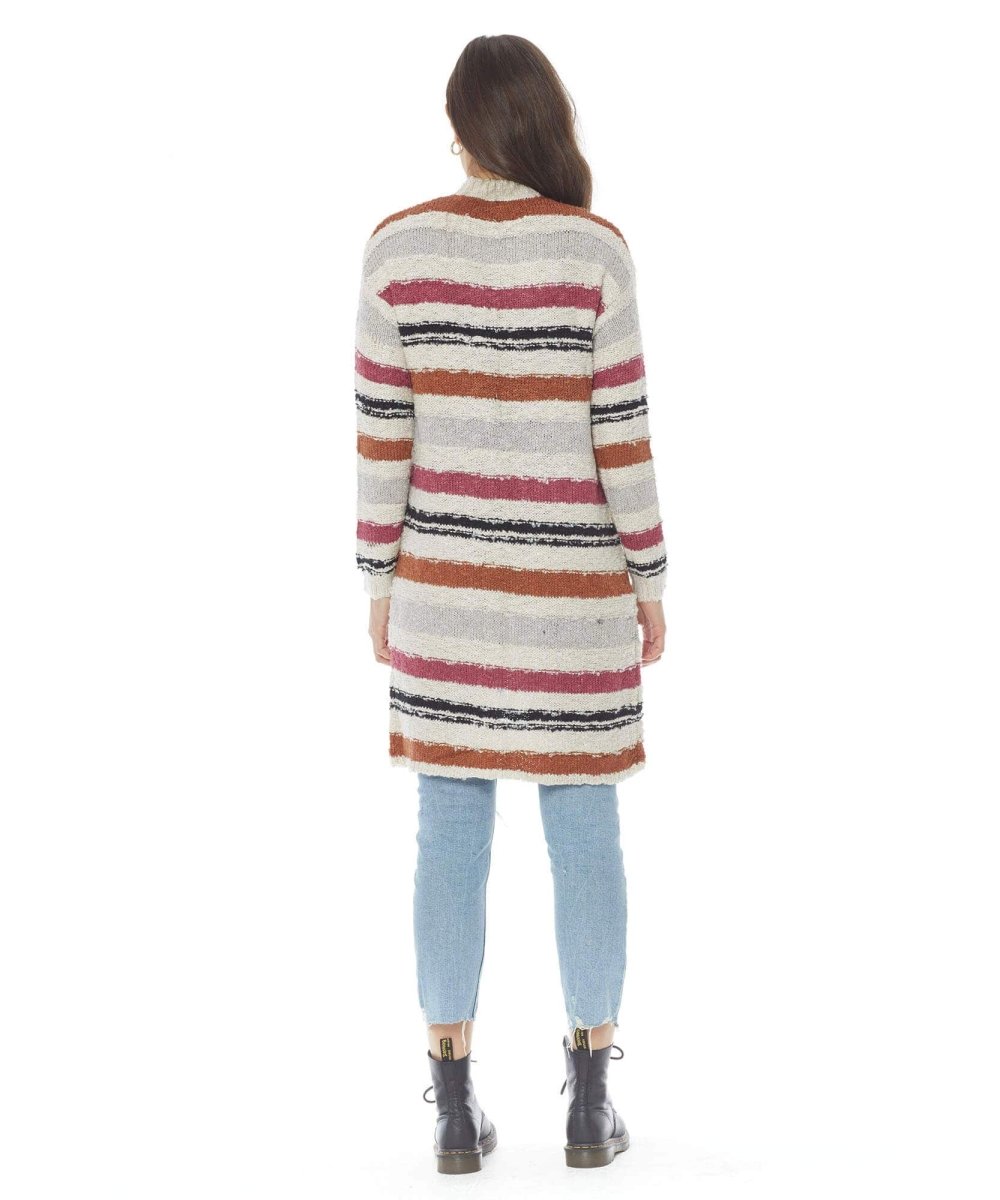 Multi - stripe LS Open Front Duster - miamidrugpossession