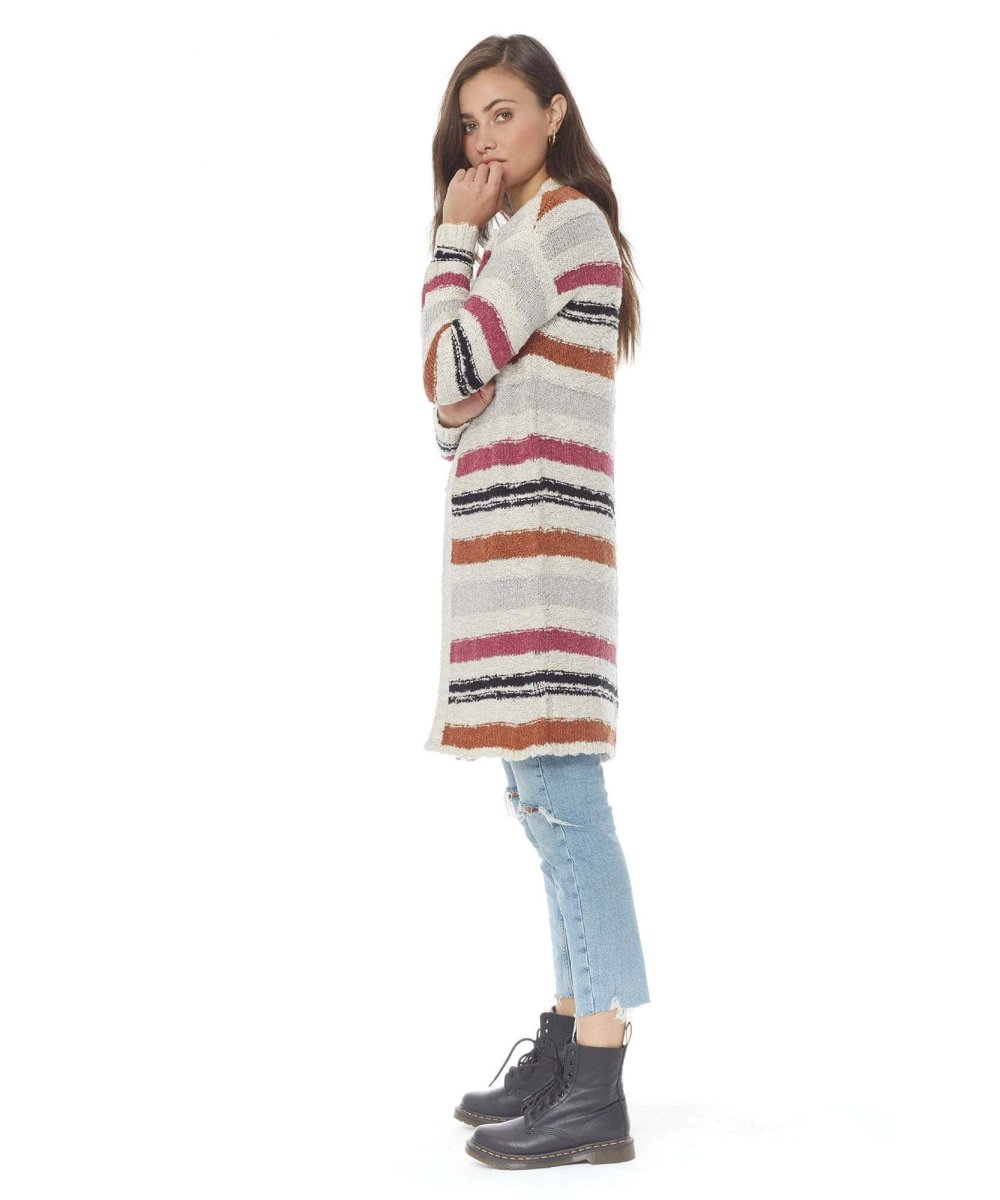 Multi - stripe LS Open Front Duster - miamidrugpossession