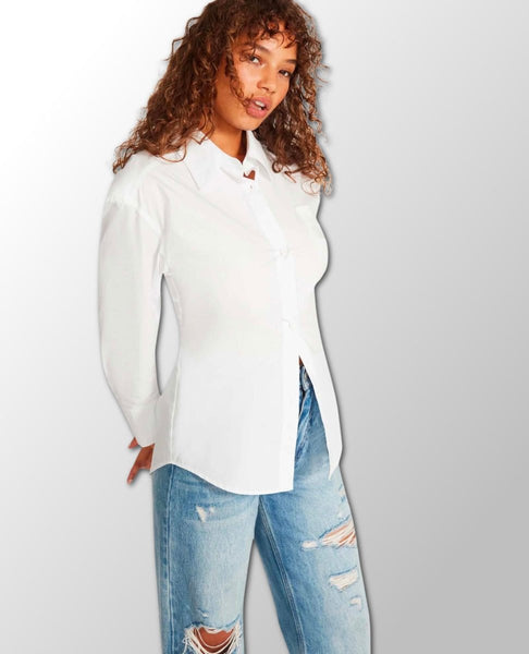 Nadia White Button Down Shirt - miamidrugpossession