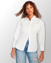 Nadia White Button Down Shirt - PINK ARROWS