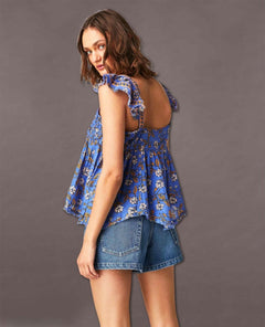 Nala Printed Babydoll Top Cobalt Combo - clearpathherbicide