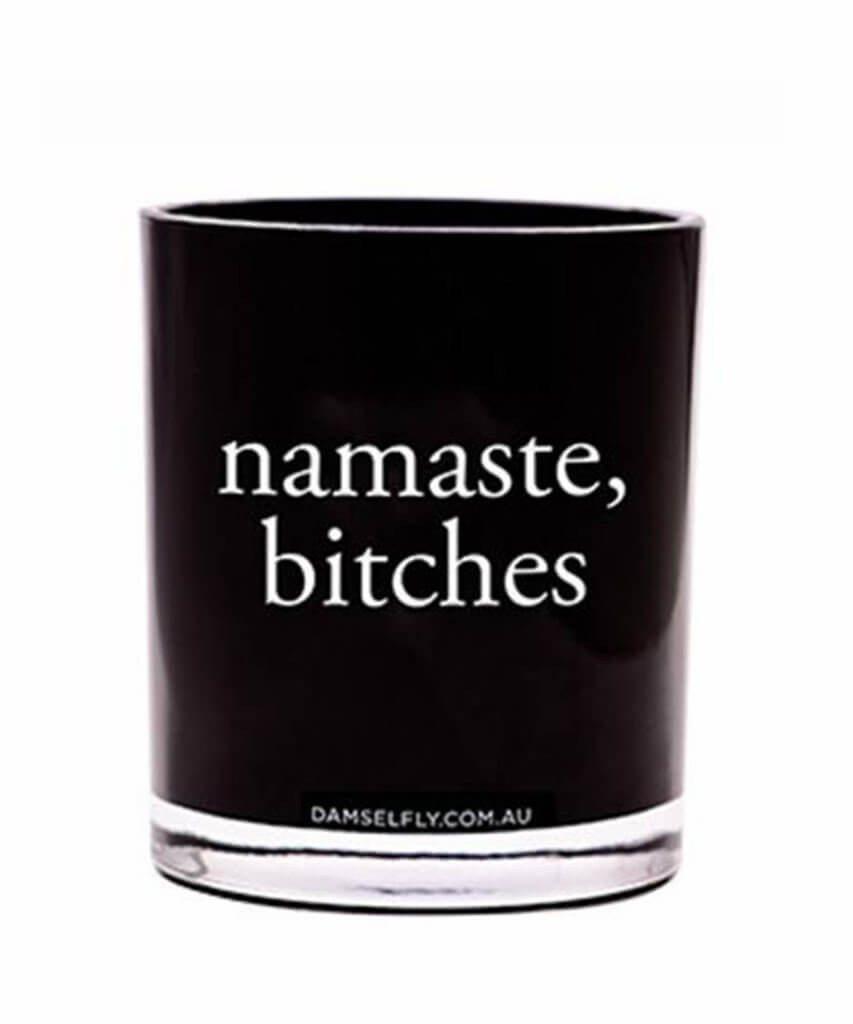 namaste, bitches Candle - PINK ARROWS