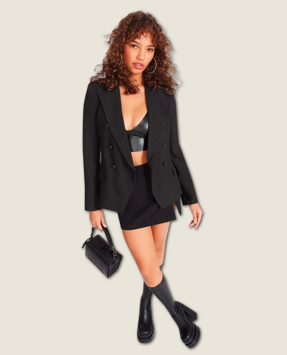 Naomi Double Breasted Blazer Black - clearpathherbicide