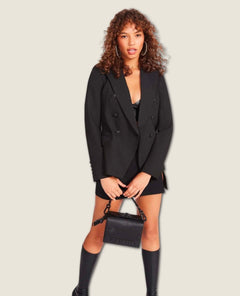 Naomi Double Breasted Blazer Black - miamidrugpossession