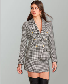 Naomi Double Breasted Blazer Black Check - clearpathherbicide