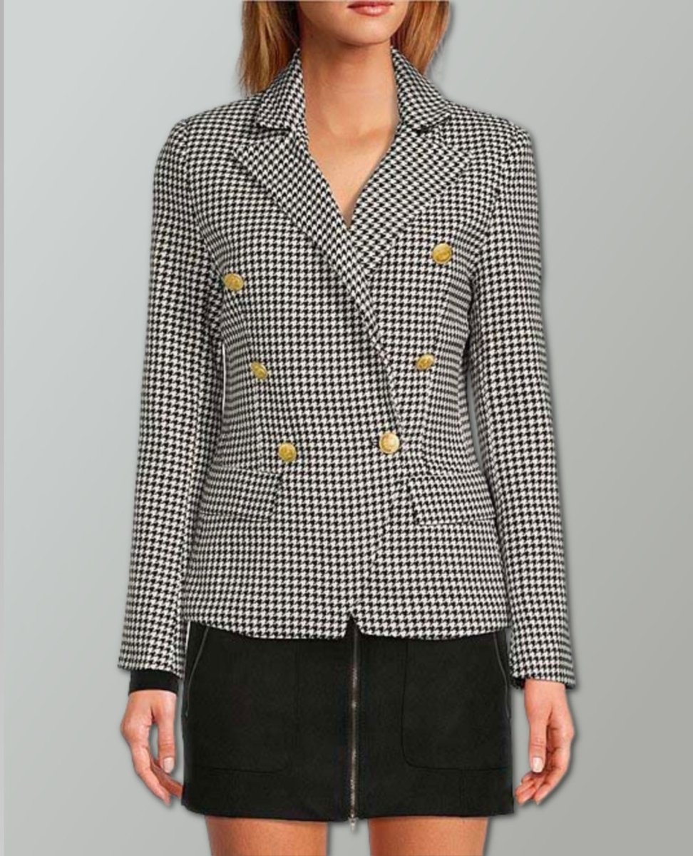 Naomi Double Breasted Blazer Black Check - miamidrugpossession