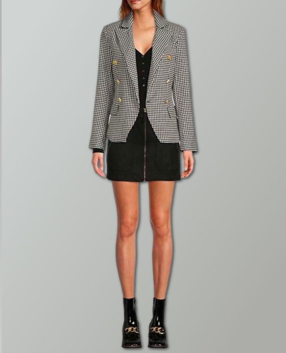 Naomi Double Breasted Blazer Black Check - clearpathherbicide