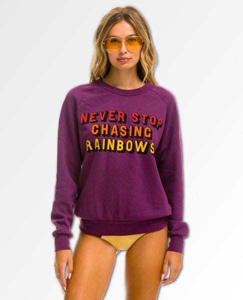 Never Stop Chasing Rainbows Crew Plum - miamidrugpossession