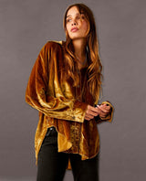 Night Skies Velvet Shirt Golden Brown - PINK ARROWS