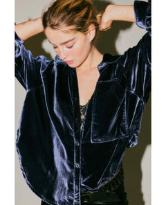 Night Skies Velvet Shirt Navy - clearpathherbicide