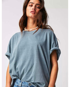 Nina Short Sleeve Tee Blue Mirage - miamidrugpossession