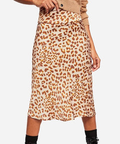 Normani Bias Printed Camel Combo Skirt - miamidrugpossession