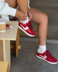 Notice Crimson Leather Sneakers - PINK ARROWS