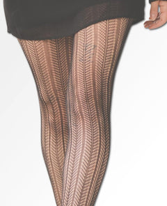 Olga Recycled Herringbone Tights Black - PINK ARROWS