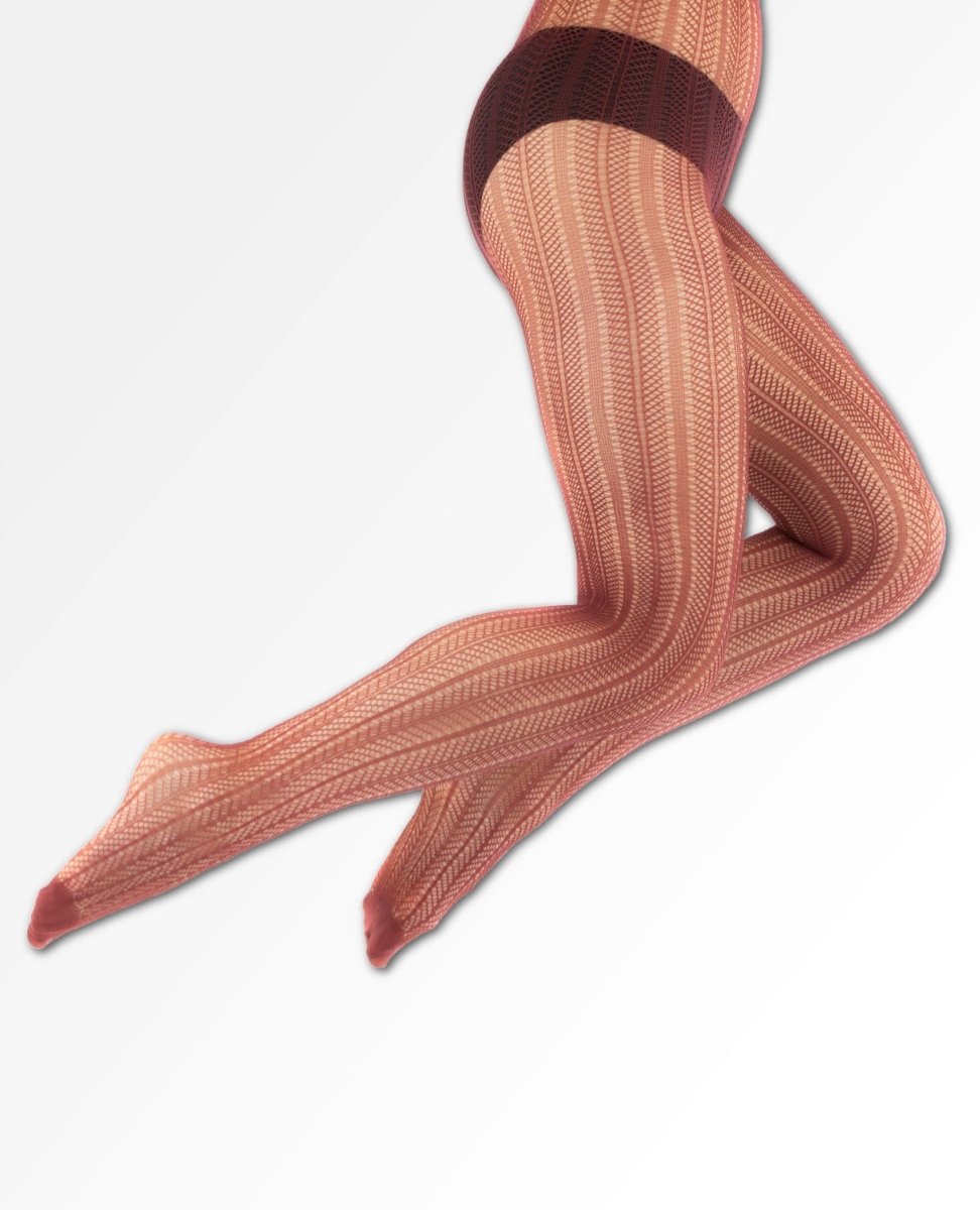 Olga Recycled Herringbone Tights Burgundy - miamidrugpossession