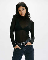 On Air Black Sheer Turtleneck - PINK ARROWS