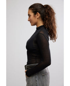 On Air Black Sheer Turtleneck - PINK ARROWS