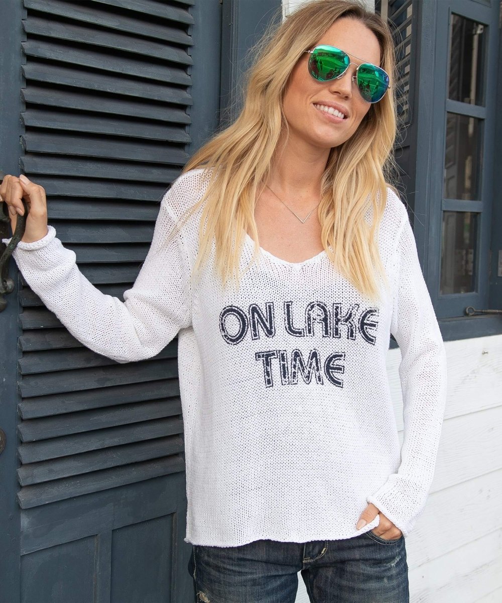 On Lake Time Sweater Indigo White - miamidrugpossession