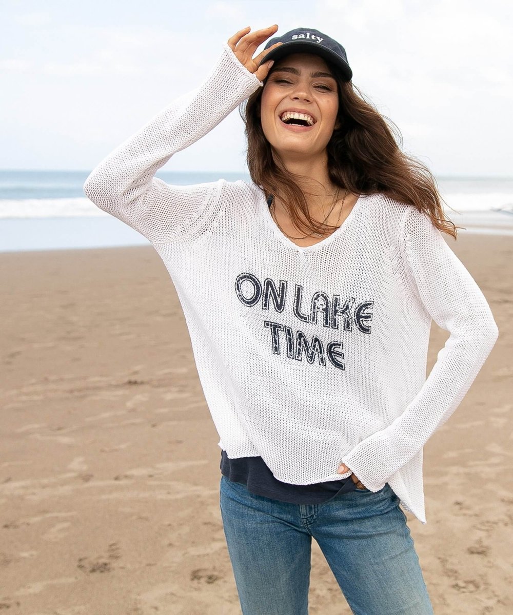 On Lake Time Sweater Indigo White - miamidrugpossession