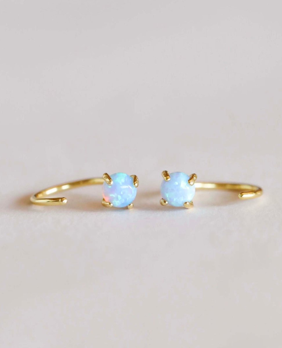 Opal Joy Huggies Gold Earrings - miamidrugpossession