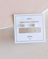 Opal Joy Huggies Gold Earrings - PINK ARROWS