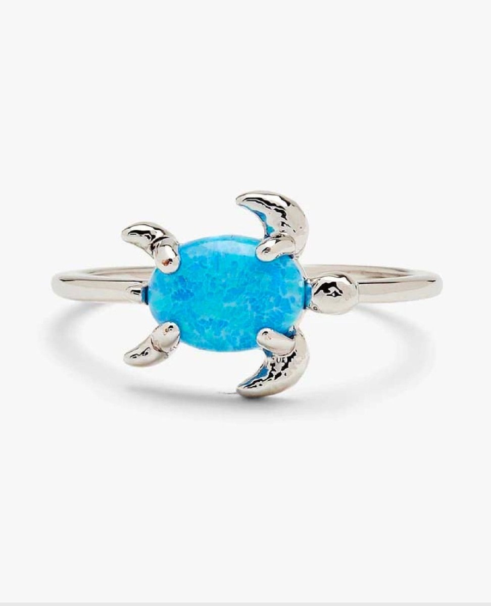 Opal Sea Turtle Ring Silver - PINK ARROWS