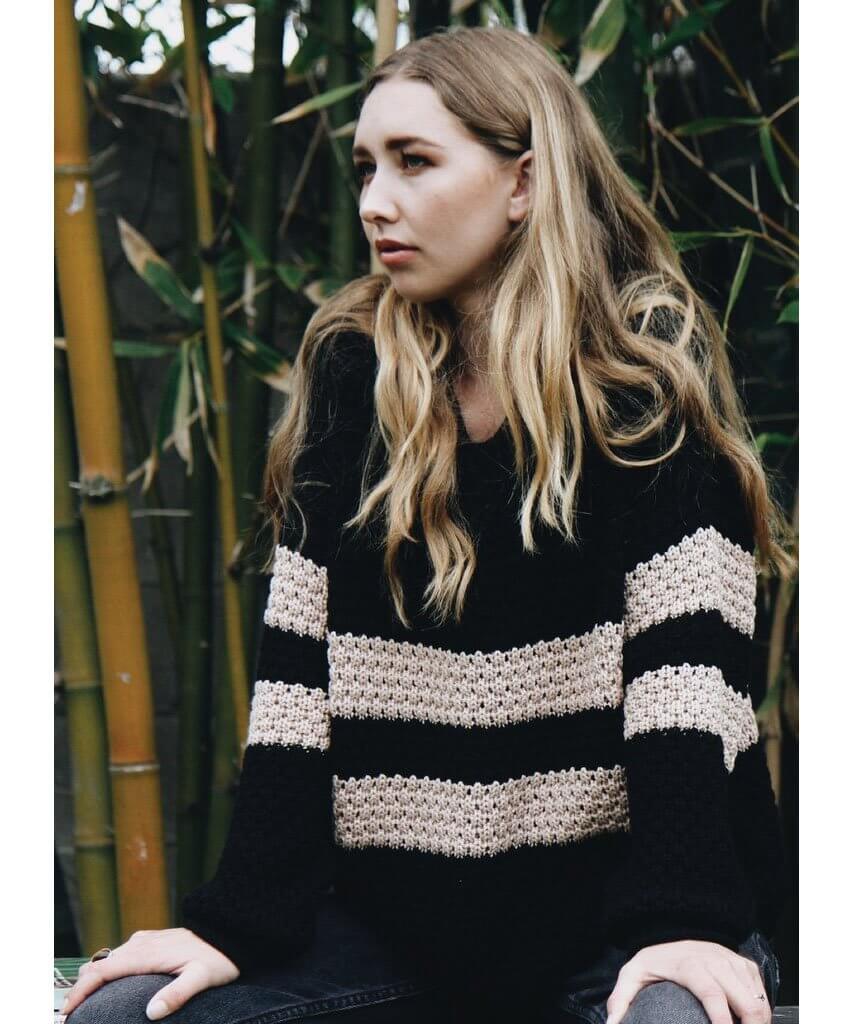 Ozzie Stripe Sweater, Black - miamidrugpossession